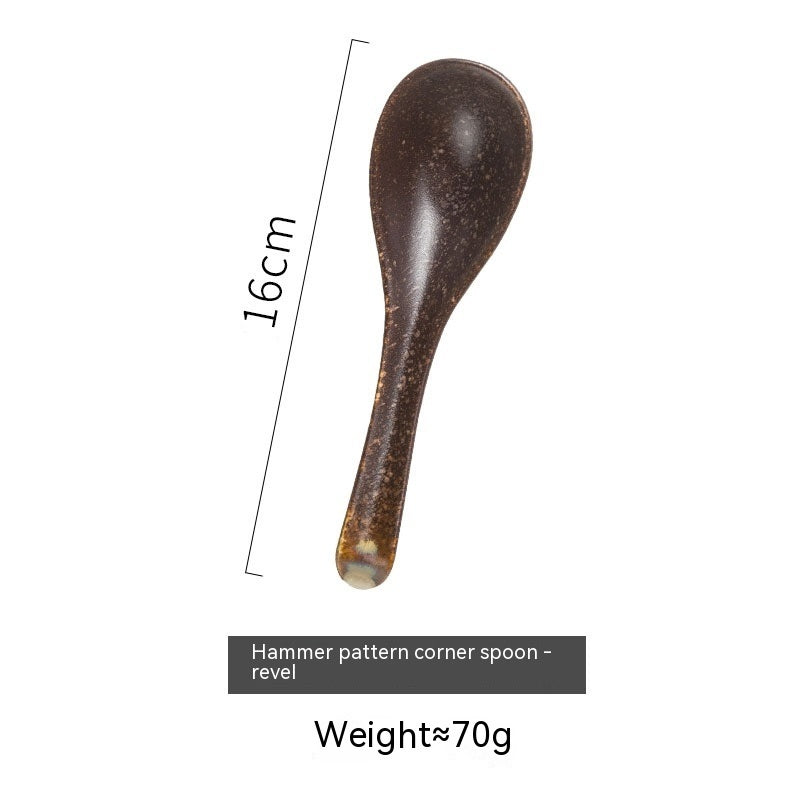 Japanese Angled Ceramic Household Restaurant Spoon