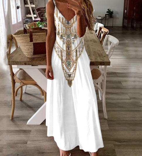 Summer Women's Map High Waist Slimming Dress