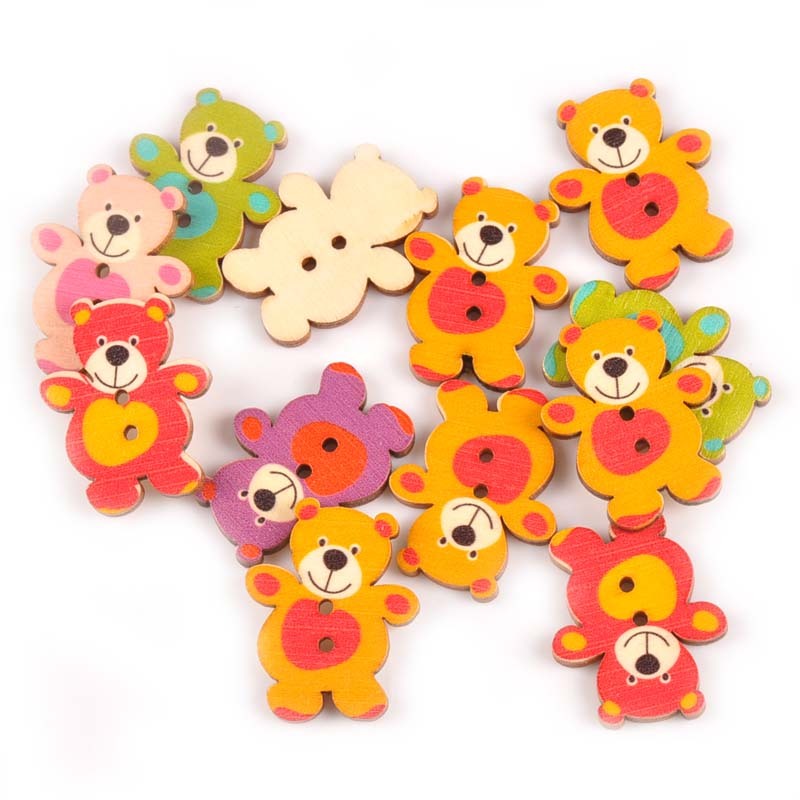 Children's Handmade Cartoon Wooden Buttons