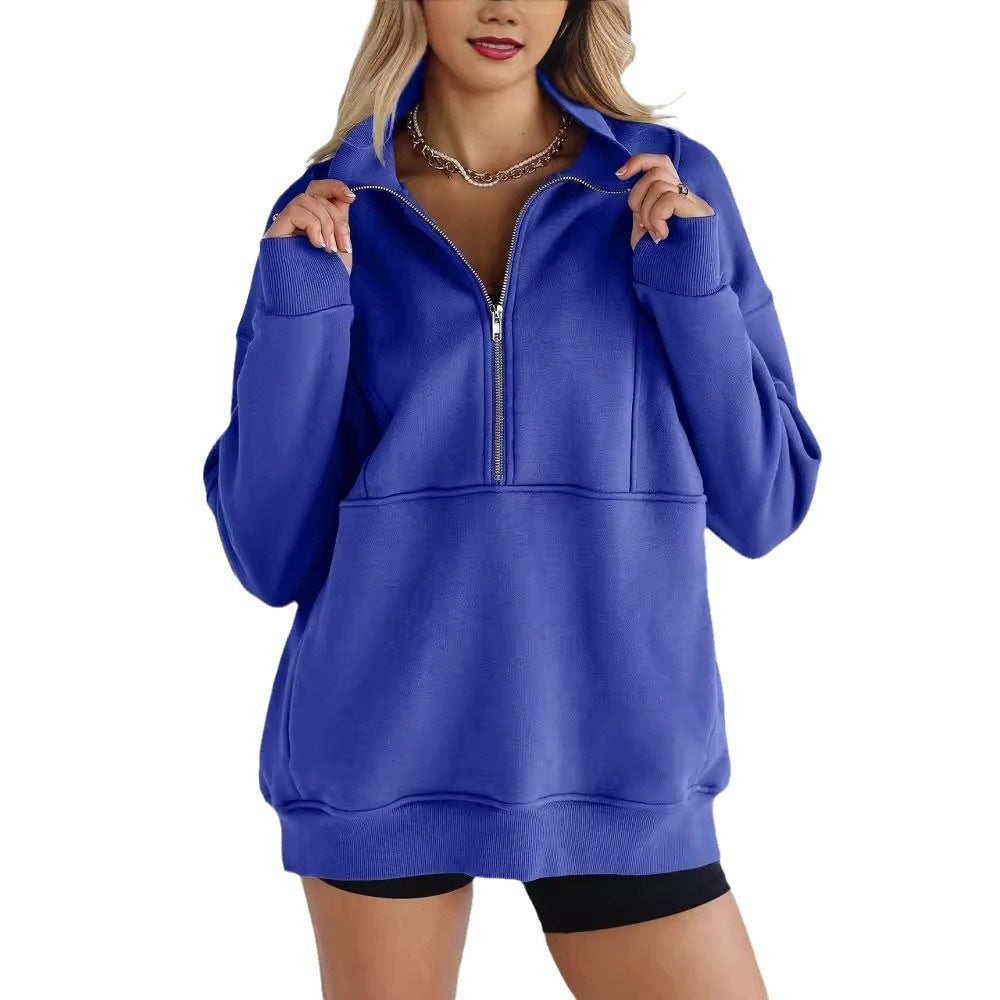 Women's Zipper Pocket Fashion Casual Exercise Sweater