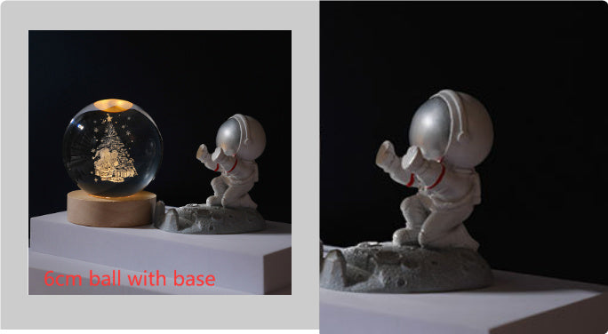3D Crystal Ball Night Light Solar System Cosmic Theme LED Decoration Light Wooden Base Astronomy Nightlights Birthday Gift