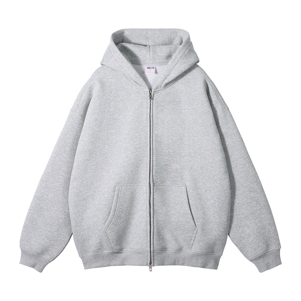 Men's Fleece-lined Thickened Double-headed Zipper Hooded Sweater