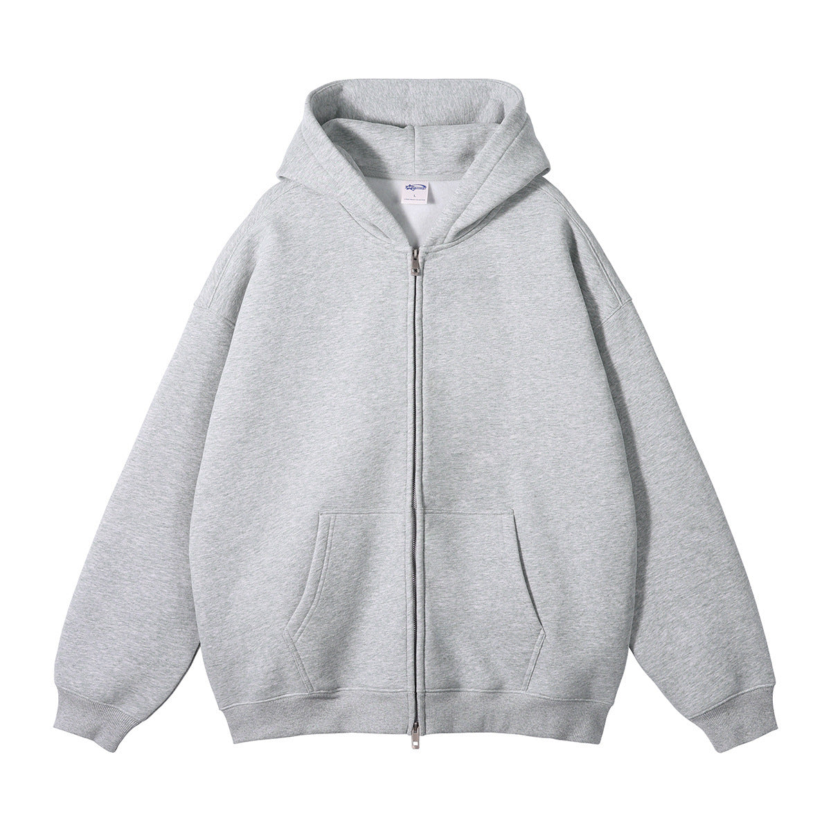 Men's Fleece-lined Thickened Double-headed Zipper Hooded Sweater