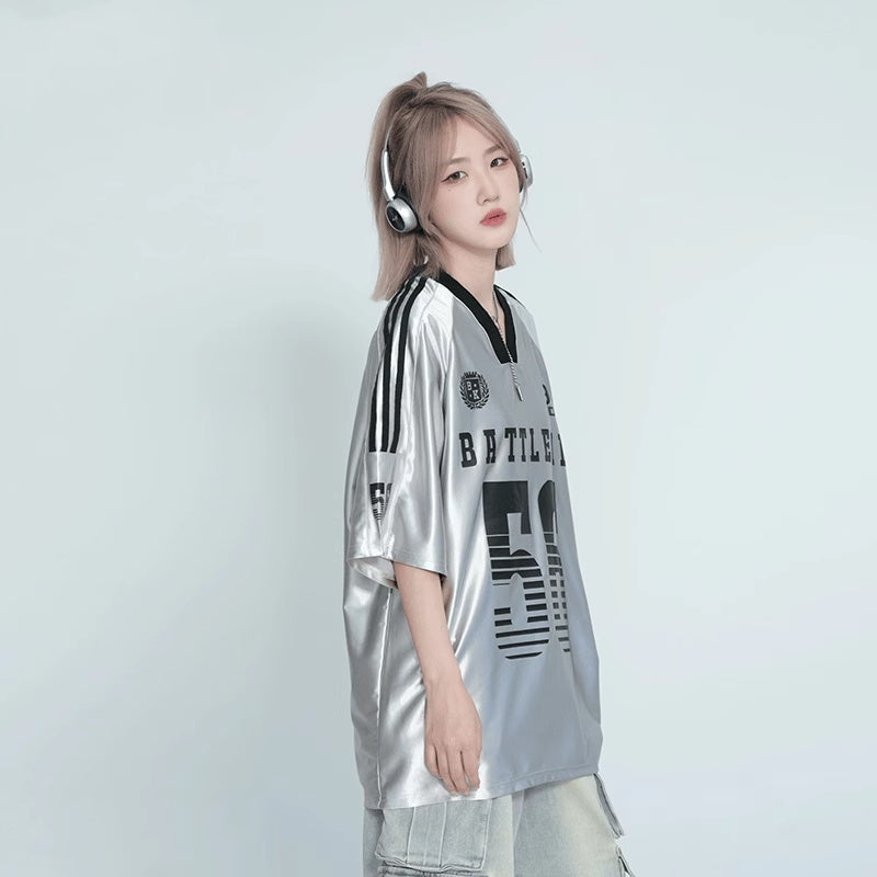 V-neck Raglan Sleeve Ice Short Sleeve T-shirt Casual Sports Jersey