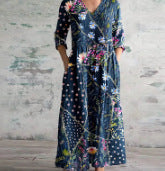 Loose Fashion Premium V-neck Print Dress