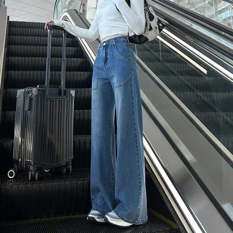 Women's High Waist Straight Jeans Loose Wide Leg