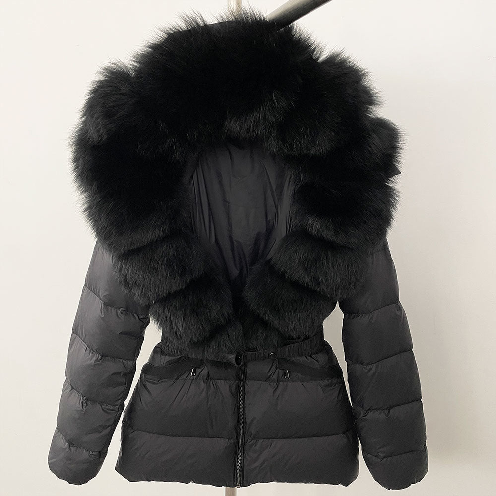 Short Women's Thickened Slim Fit Waist-tight Fur Down Jacket