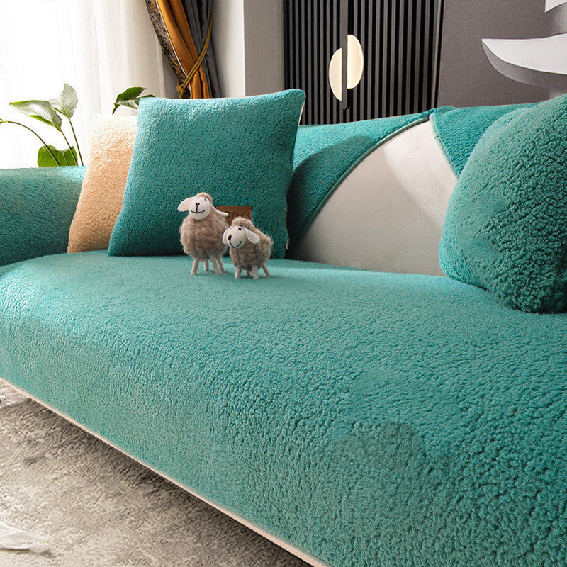 Non-slip Solid Color Simple Lambswool Sofa Cushion