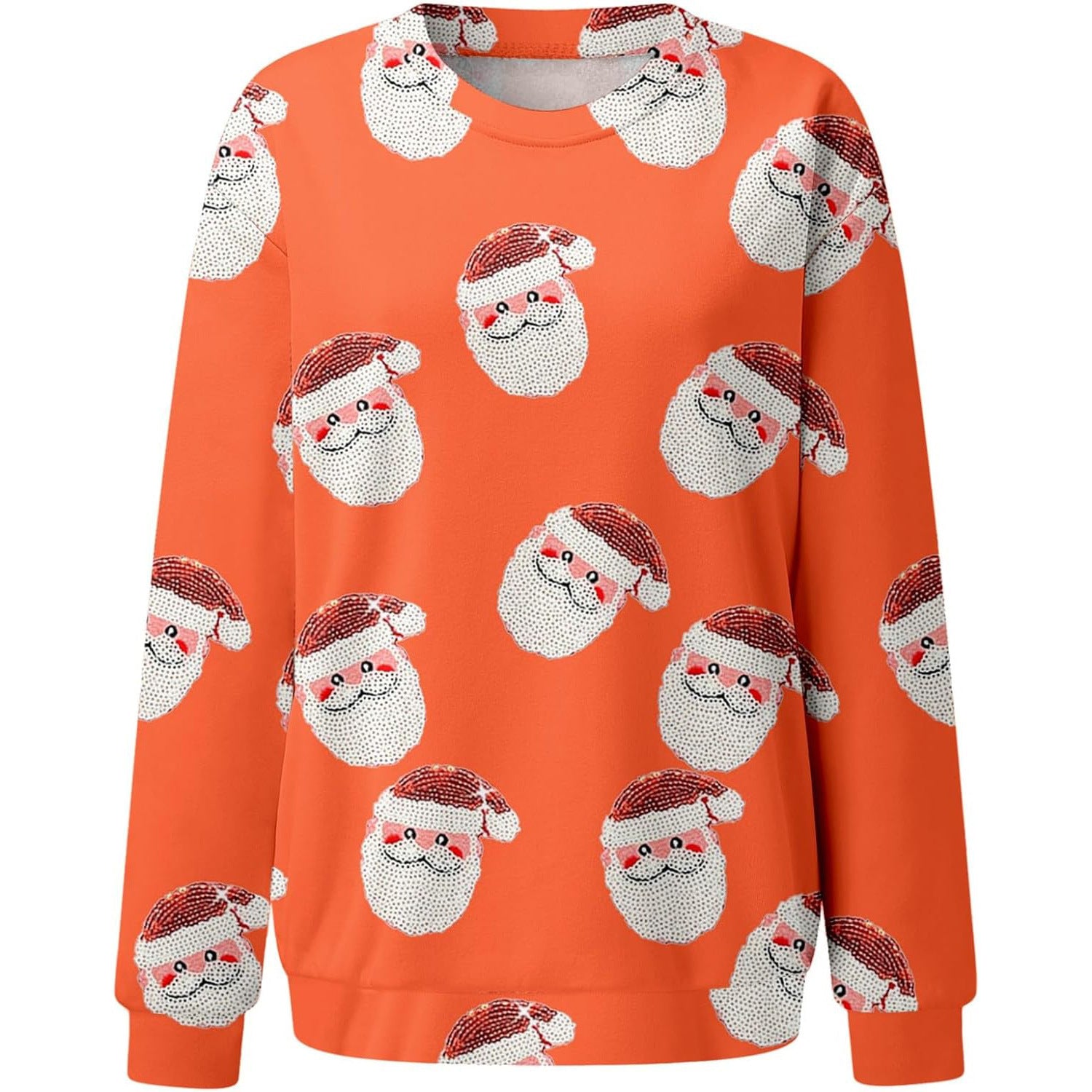 New Hot Sale Women's Casual Capless Round Neck Regular Drop Shoulder Sweater Pullover Print Top