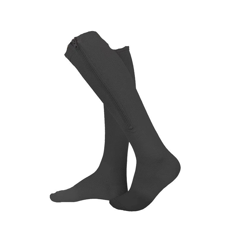 Simple Solid Color Bag Toe Zipper Pressure Socks