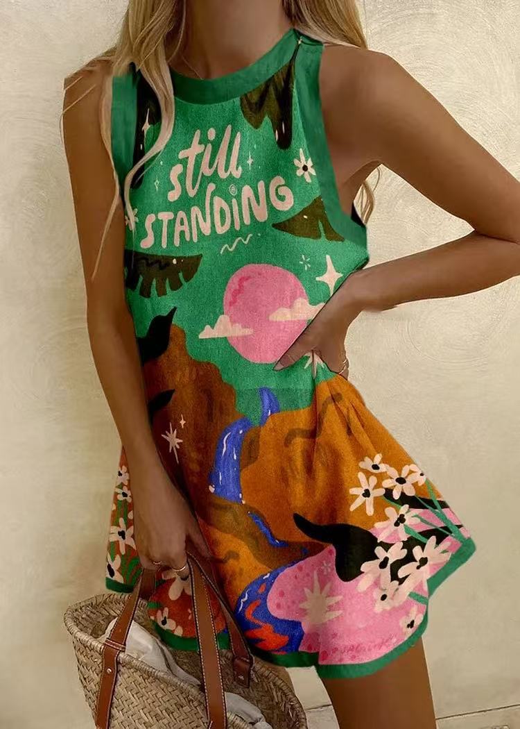 Women's Autumn Crew Neck Sleeveless Shirt Long Sweater Marine Elements Casual Shirt