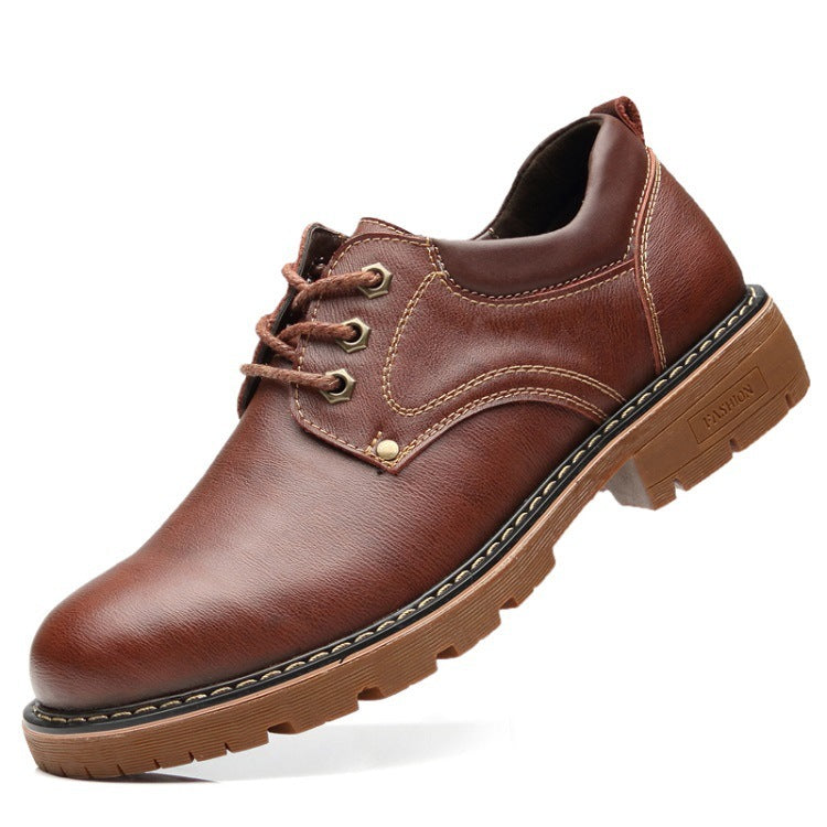 Thick-Soled Casual Leather Lace-up Men's Shoes