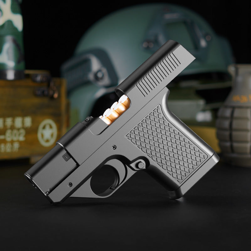 Focus One-click Trigger Linkage Decompression Toy Direct Punching Windproof Thick And Fine Smoke Pistol Lighter