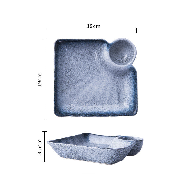 Creative Ceramic Japanese Dumpling Plate With Vinegar Dish