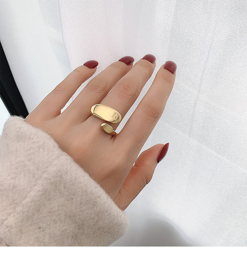 Titanium steel gold index finger ring