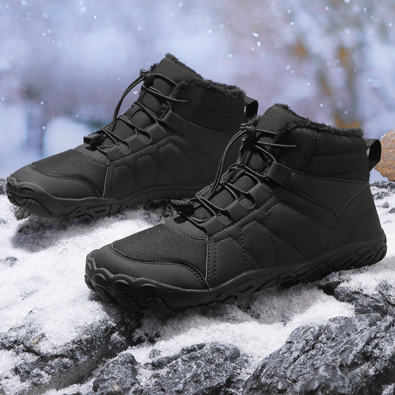 Men's Snow Boots Barefoot With Thick Fleece Sole