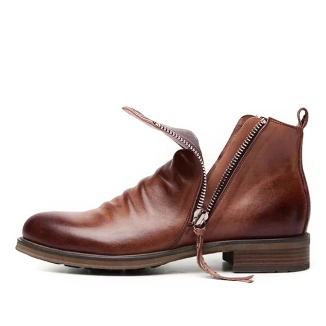 Double side zipper non-slip men's boots