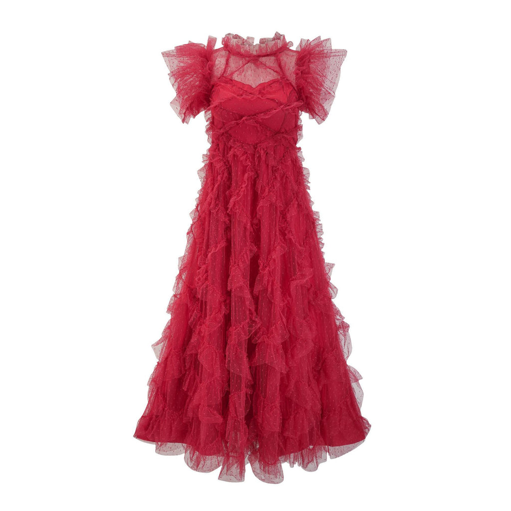 Embroidered A- Line Skirt Holiday Half Turtleneck New Printed Sleeveless Dress