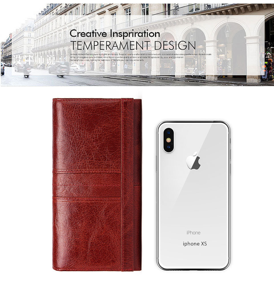 Women's leather long multi-card large capacity clutch