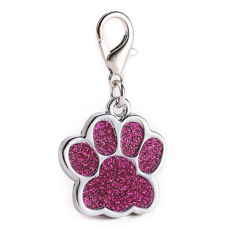 Zinc alloy custom glitter foot paw dog tag