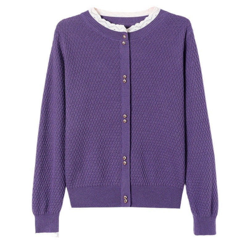 Fashionable Stylish Lace Round Neck Knitted Women