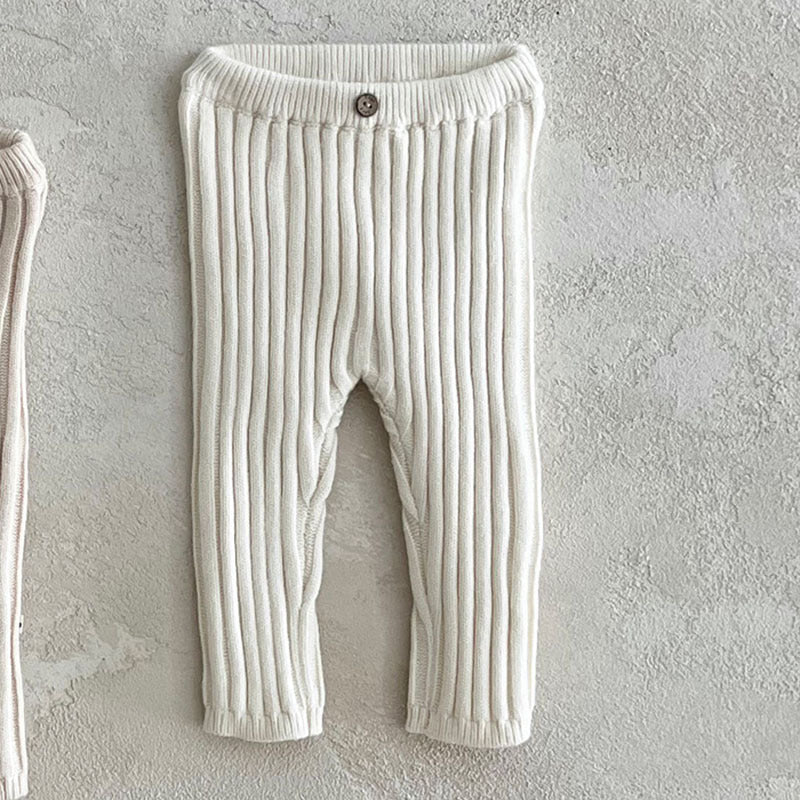 Infant Toddler Home Wearable Sunken Stripe Knitted Leggings