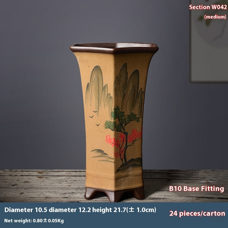 Yitaotang Large Yixing Clay Hexagonal Waist Flower Pot