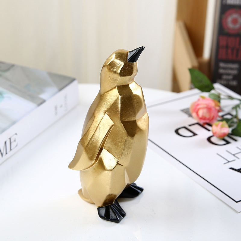 Creative Geometric Penguin Modeling Resin Craft Ornament