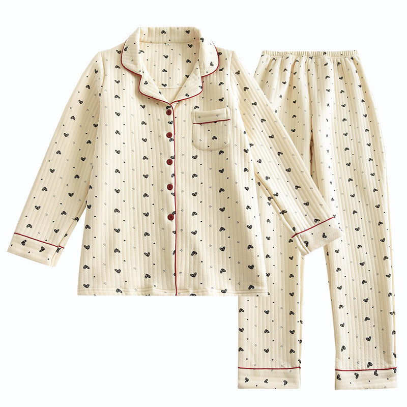 Three-layer Warm Pajamas Suit Ladies