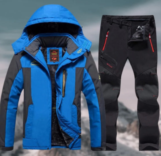 Fleece Padded Hooded Windproof Mountaineering Suit