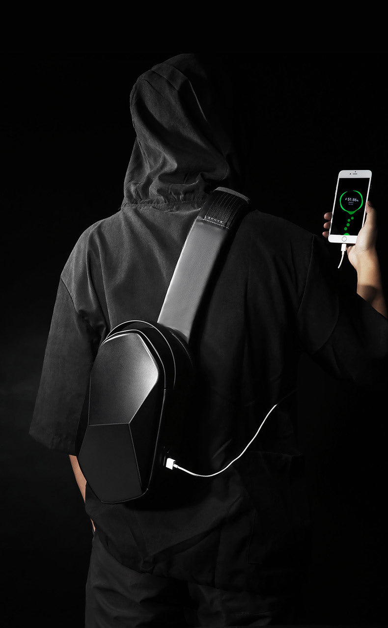 Hard shell polyhedron fashionable men's bag