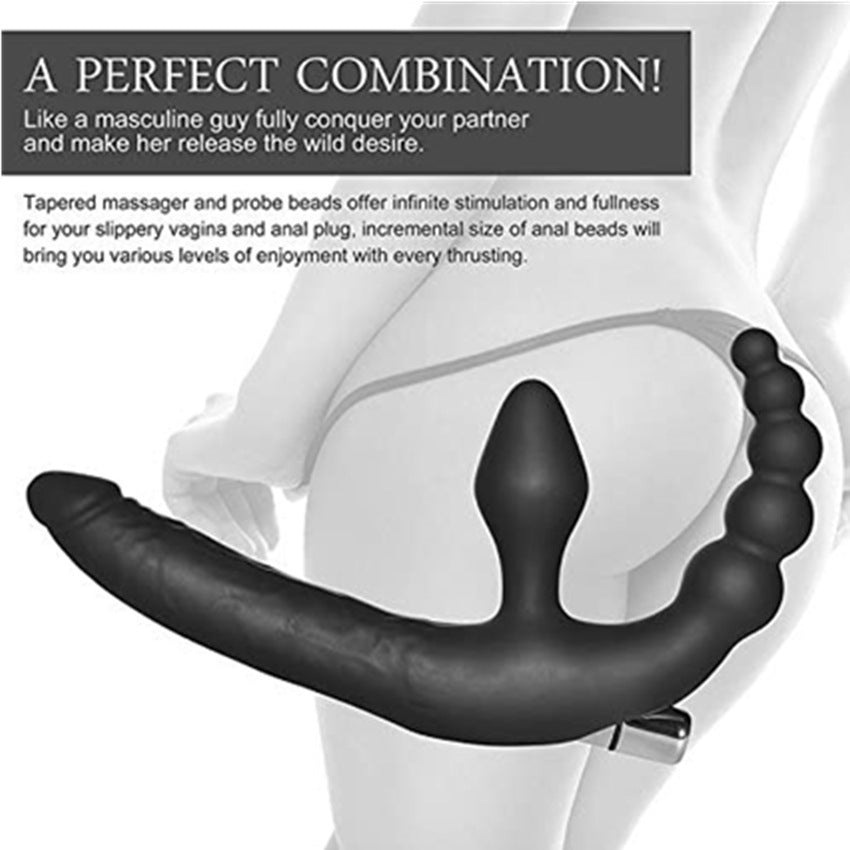 Three-point Resonance Back Court Double-headed Butt Plug Prostate Massage Massager
