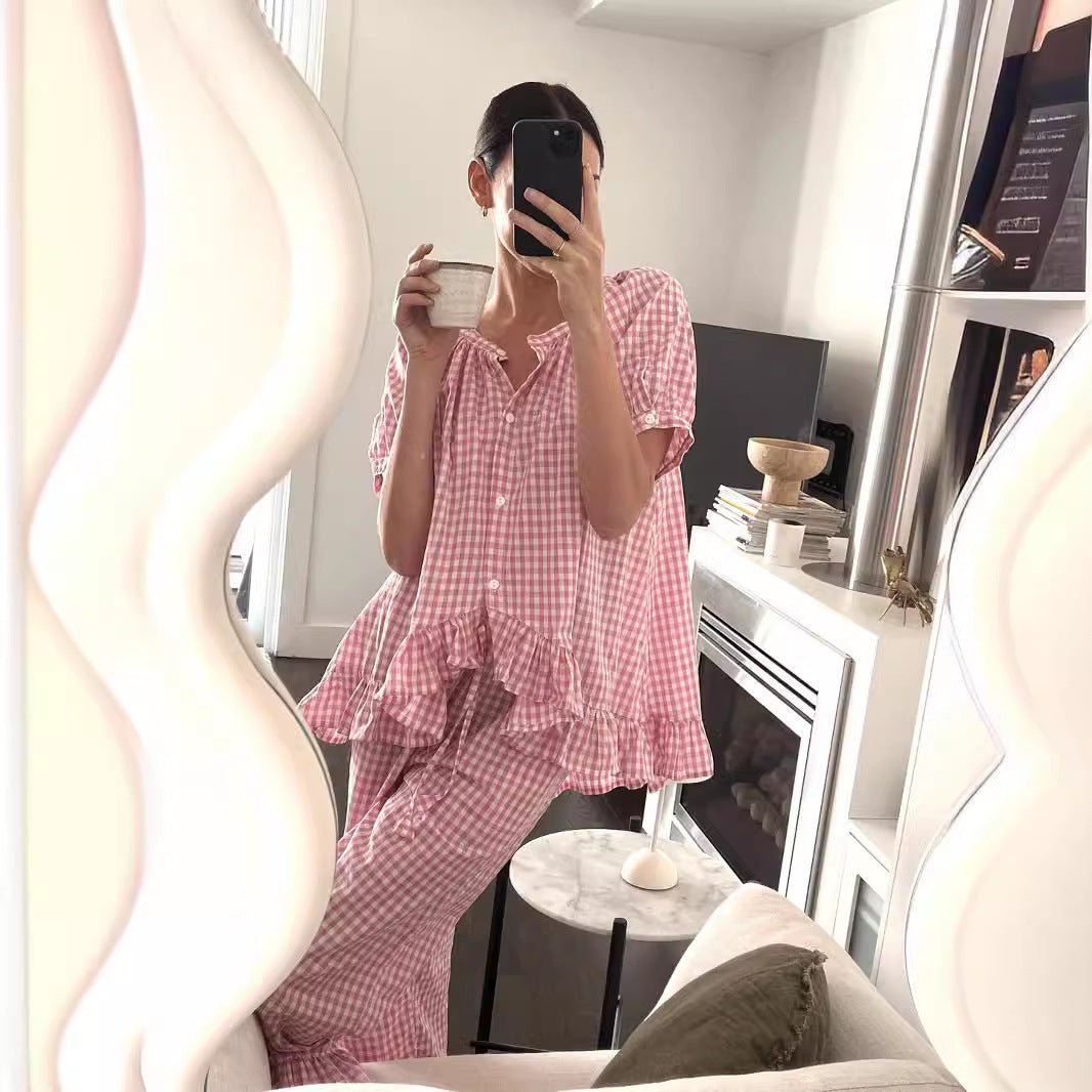 Women's Comfort And Casual Ruffled Button Top Trousers Suit