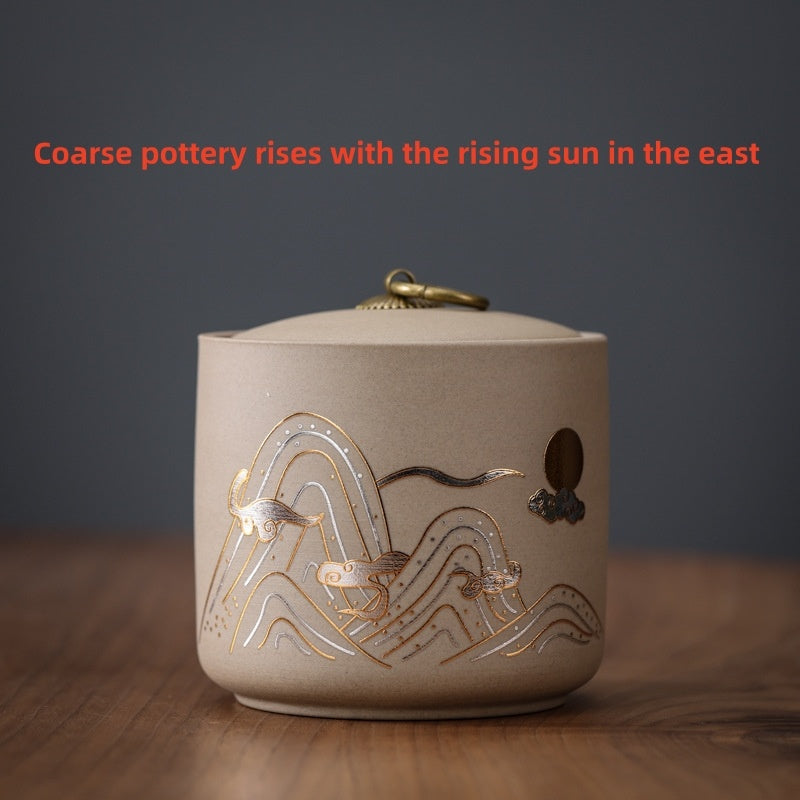 Enamel Ceramic Tea Cans Stoneware Sealed Cans Black Container Capacity