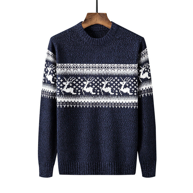 Men's contrast color plus fleece sweater