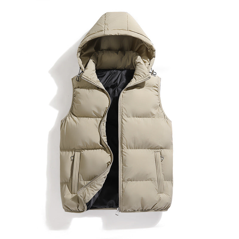 Cotton Casual Detachable Hooded Thickened Thermal Vest