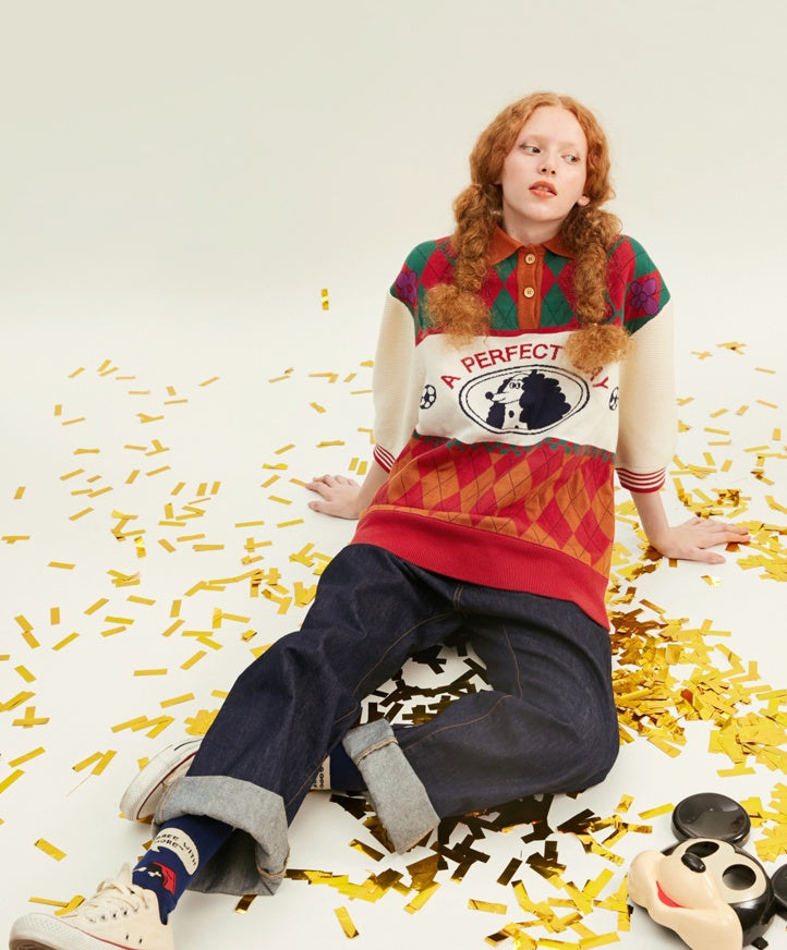 Women's Color Matching Padded Warm Sweater