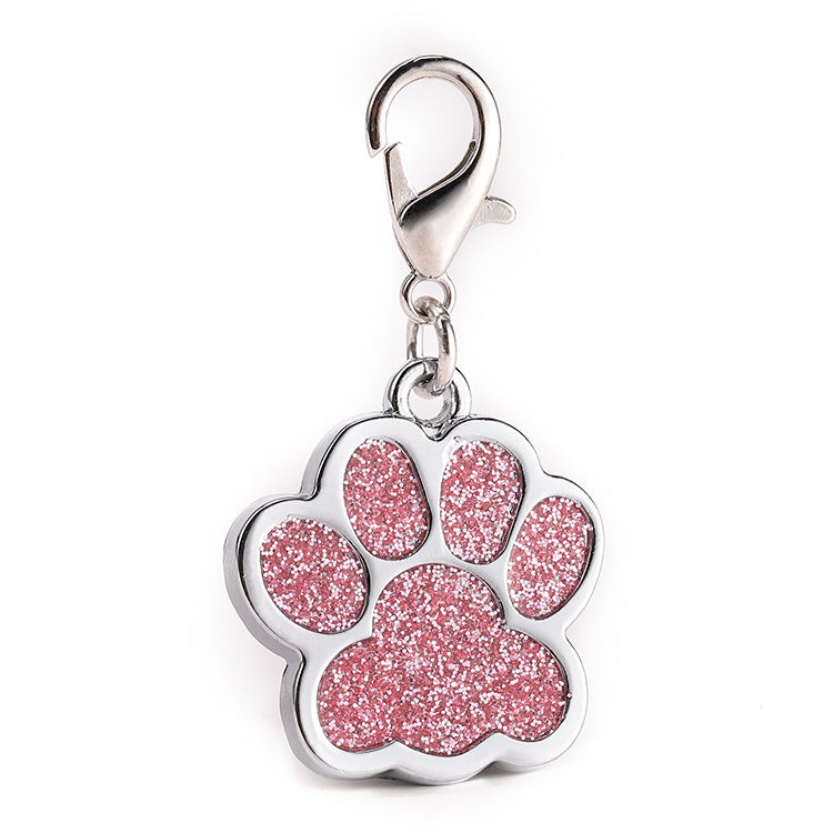 Zinc alloy custom glitter foot paw dog tag