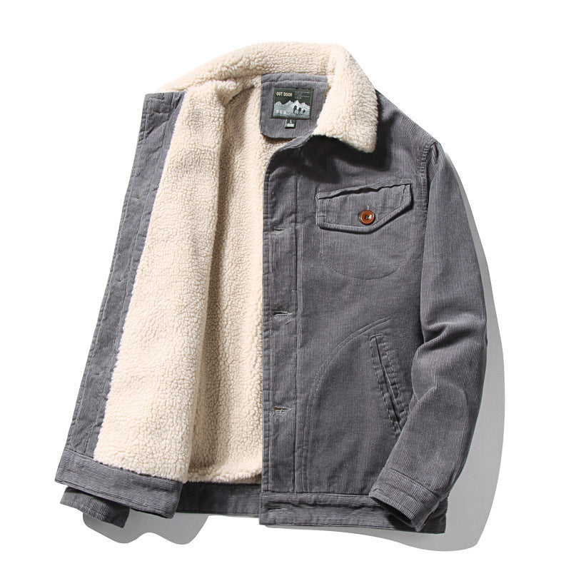 New Corduroy Men's Cotton Jacket with Stand Collar Cotton Jacket