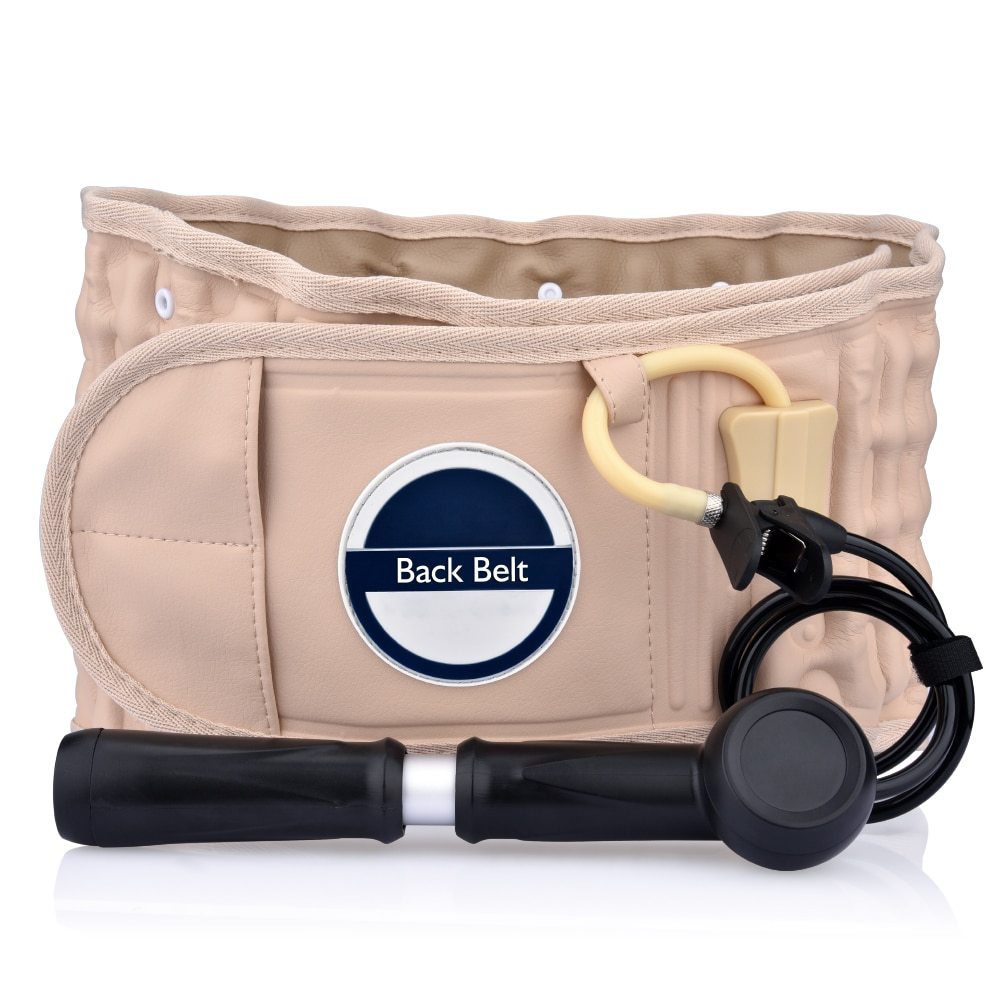 Inflatable belt lumbar traction massager