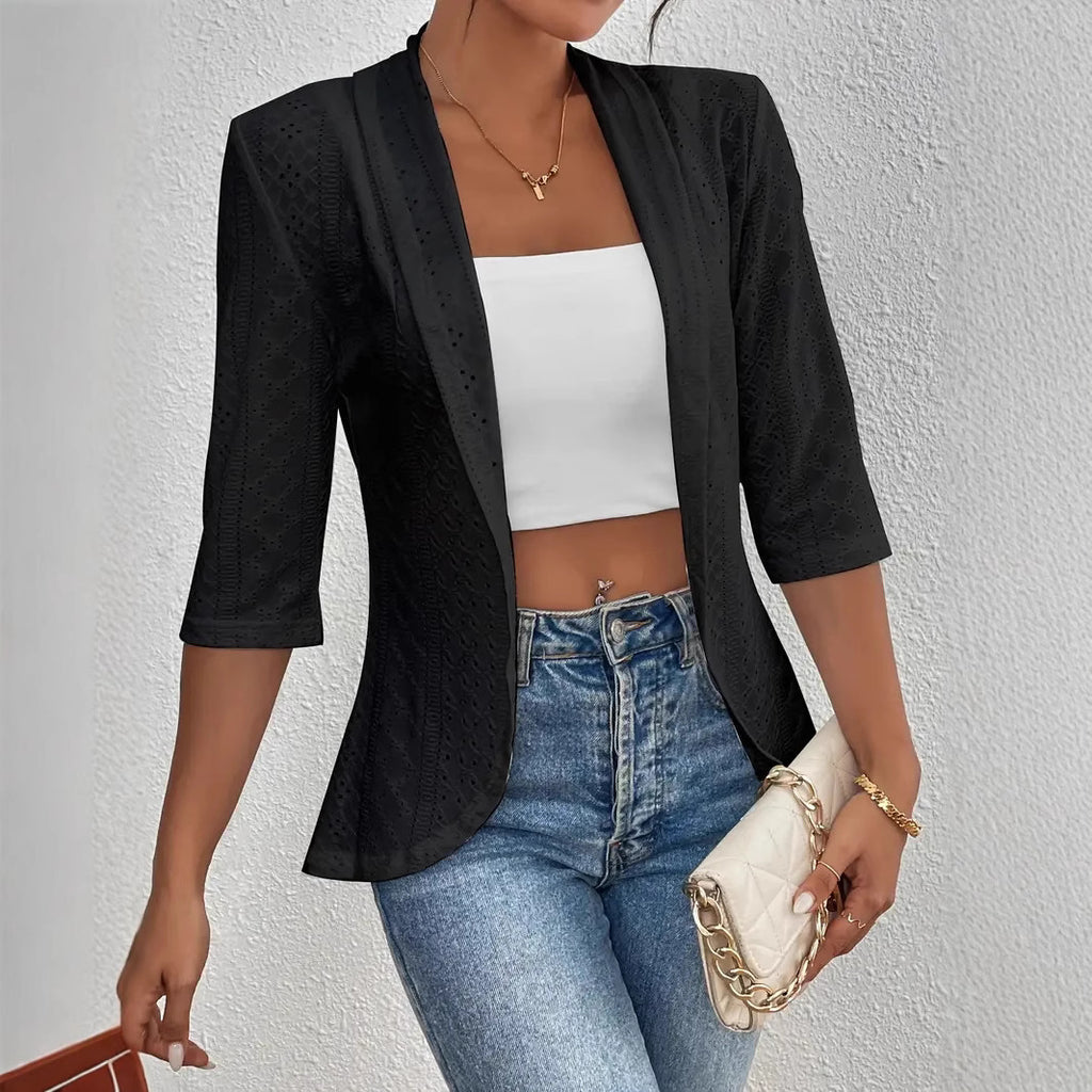 Women's Casual Half Sleeve Solid Color Thin Shawl Coat