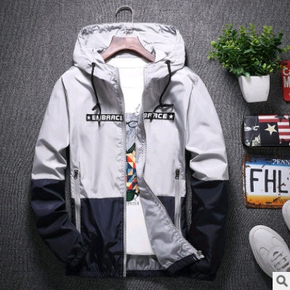 Autumn coat male spring and autumn thin section youth outerwear student slim clothes handsome hooded jacket