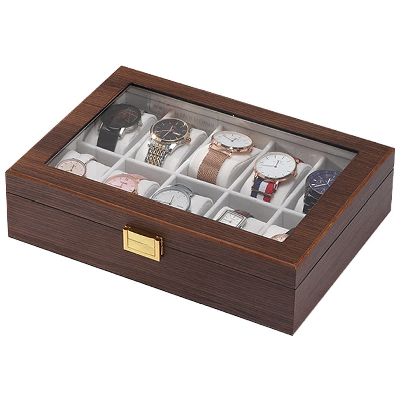 Light luxury wooden watch storage box with large capacity