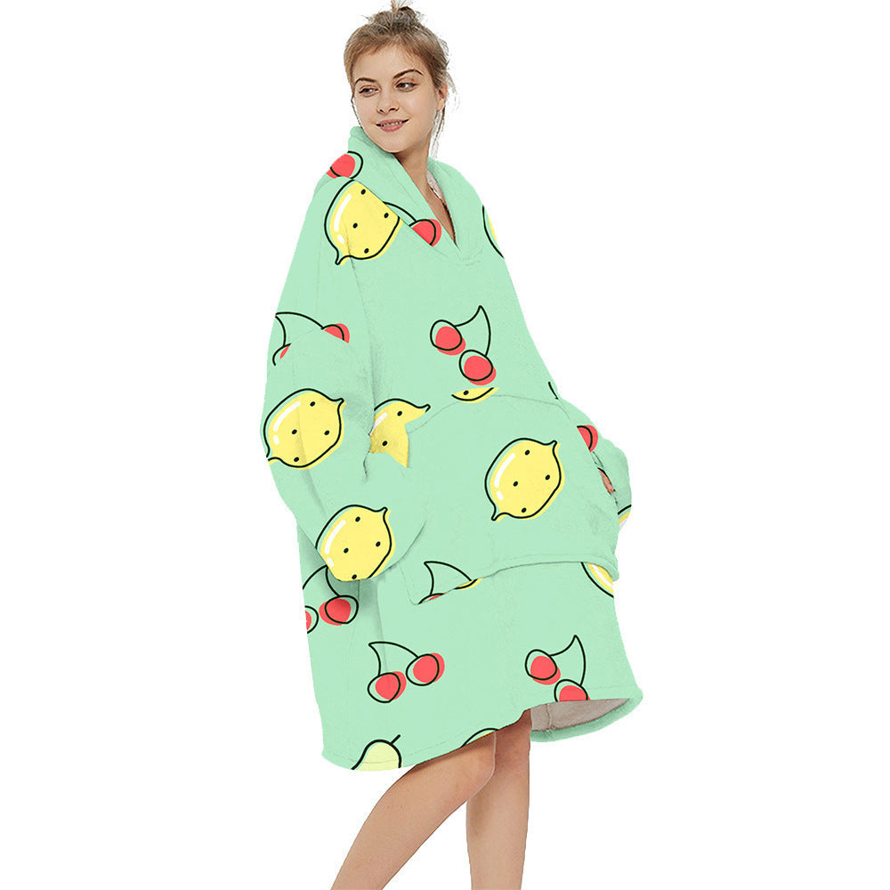 Printed warm layabout blanket hoodie