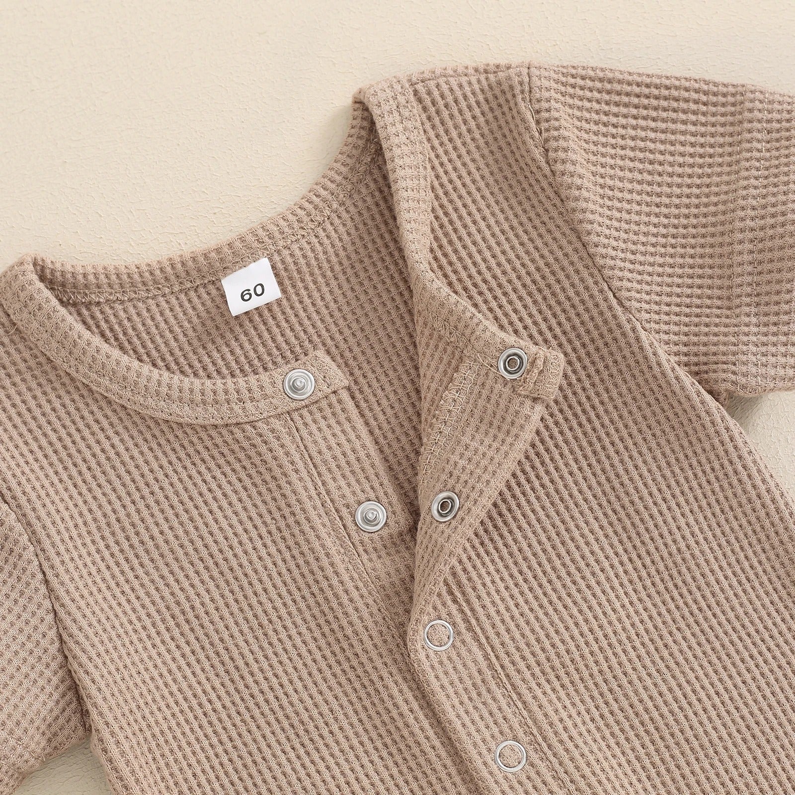 Children's Waffle Short-sleeved Jumpsuit
