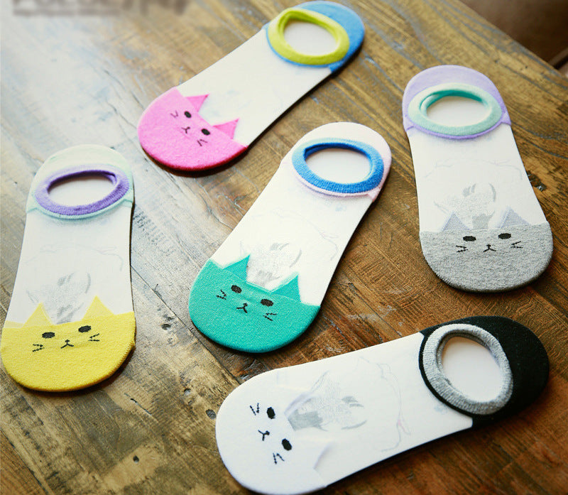 Spring And Summer New Cartoon Ankle Socks Women's Crystal Socks Transparent Socks Invisible Stockings