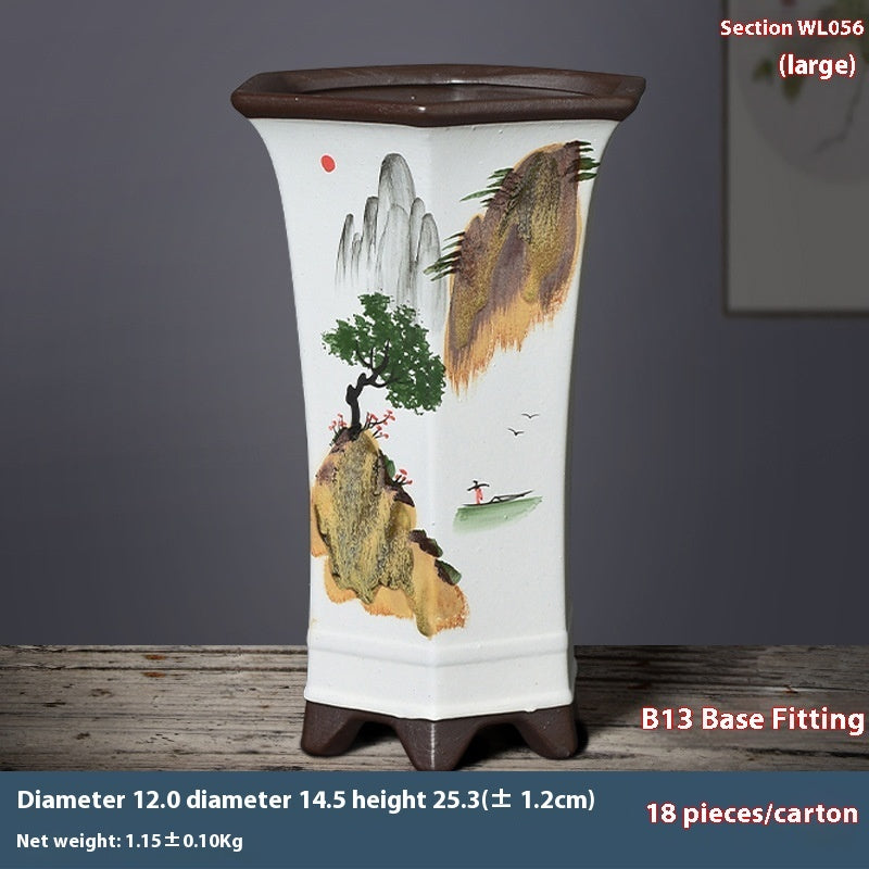 Yitaotang Large Yixing Clay Hexagonal Waist Flower Pot