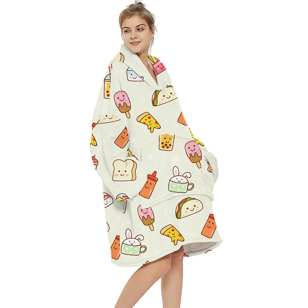 Printed warm layabout blanket hoodie