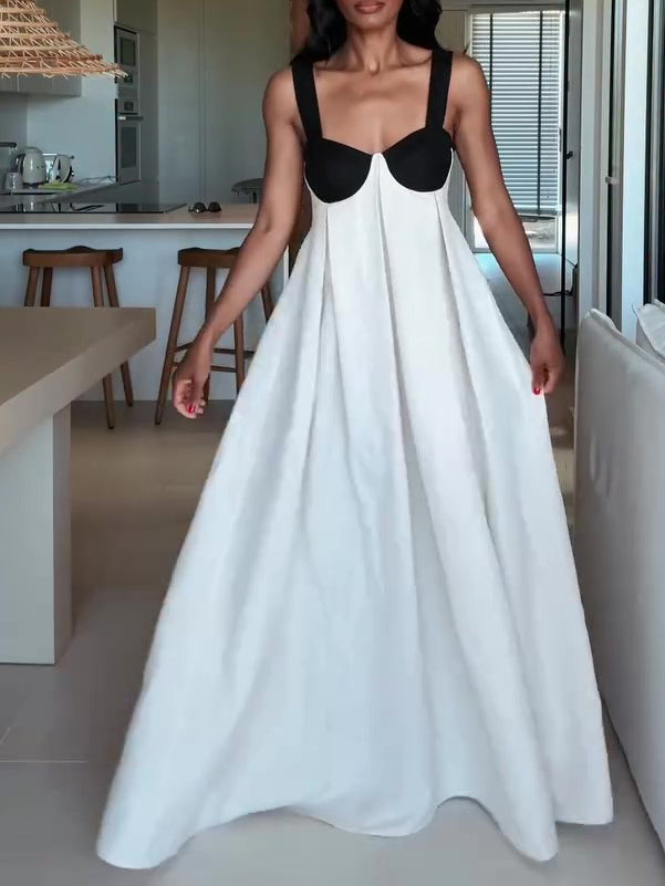 Two - Tone Bustier - Style Maxi Dress With Open Back