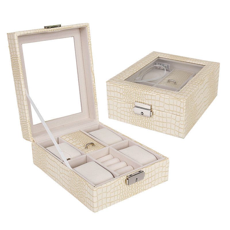 Snake grain leather jewelry box